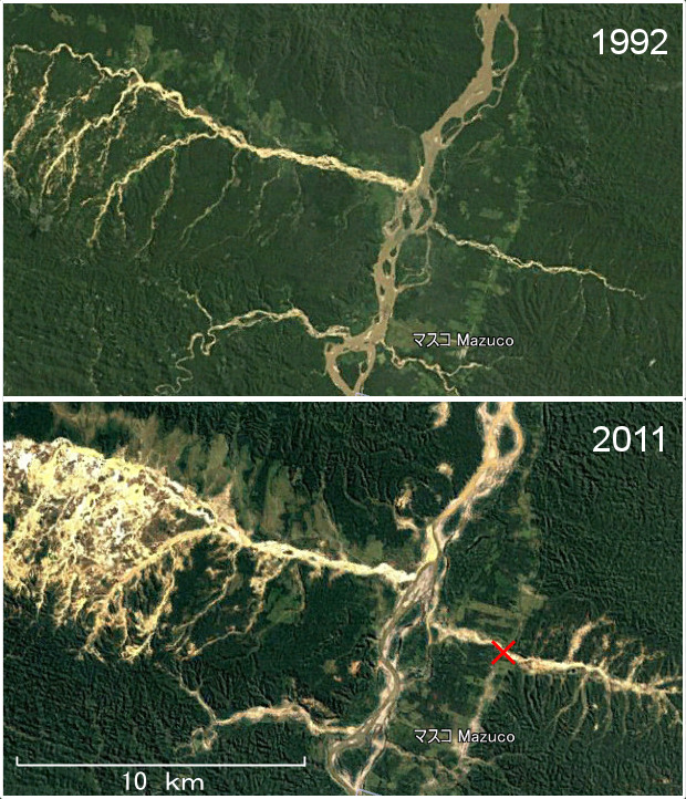 Change in placer gold collection between 1991 and 2011