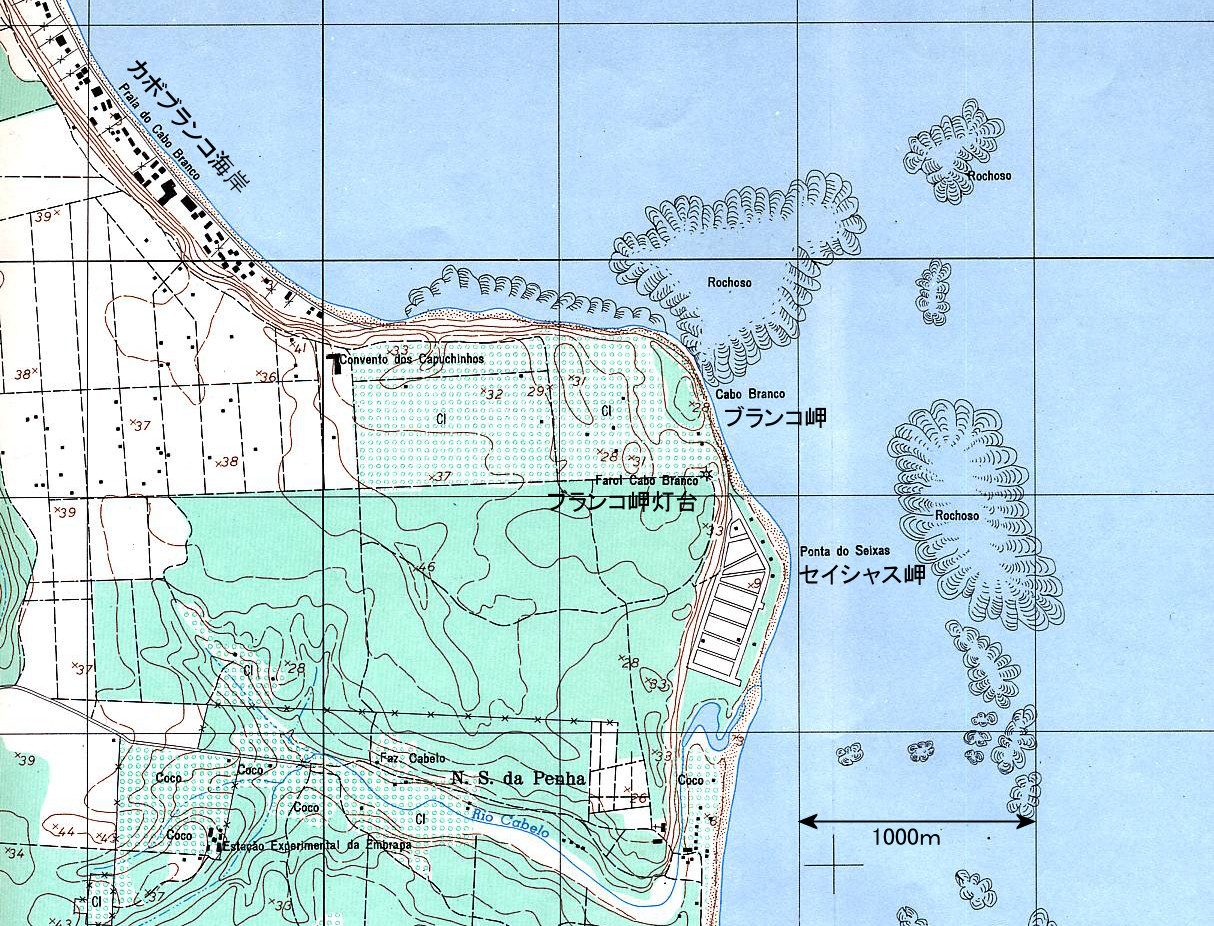 Map of Cabo Branco and Ponta do Seixas