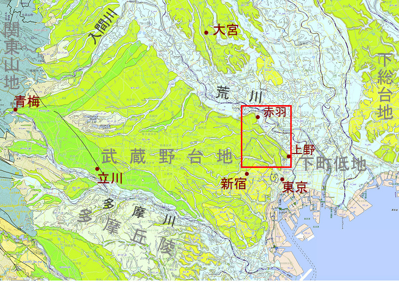 Topography of the Musashino Upland