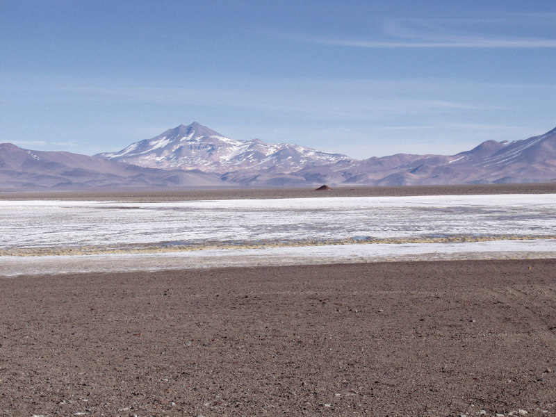 Salar de Maricunga and Copiapo Volcano in the Atacama Plateau