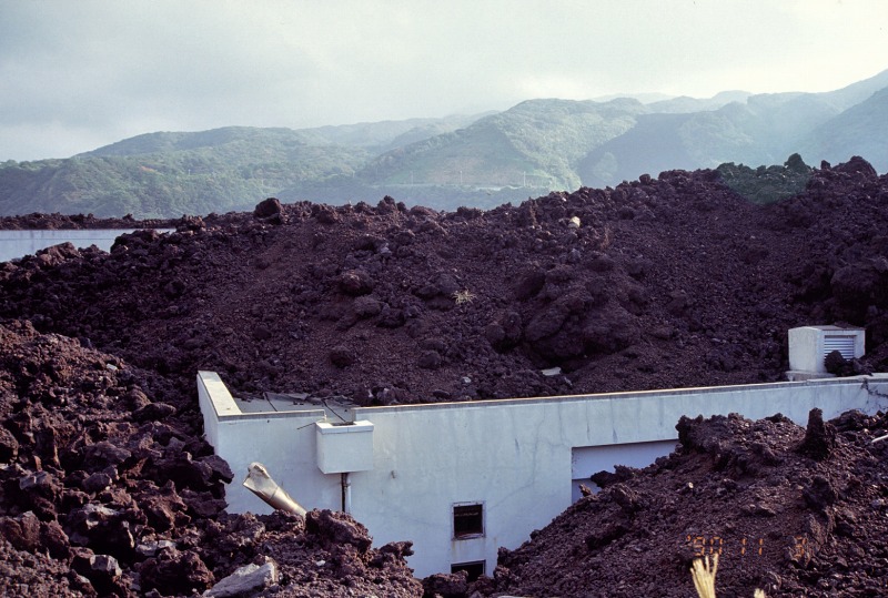 Ako Junior High School building buried in lava