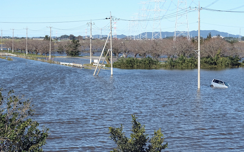 Partly flooded Hakojima Retarding Basin