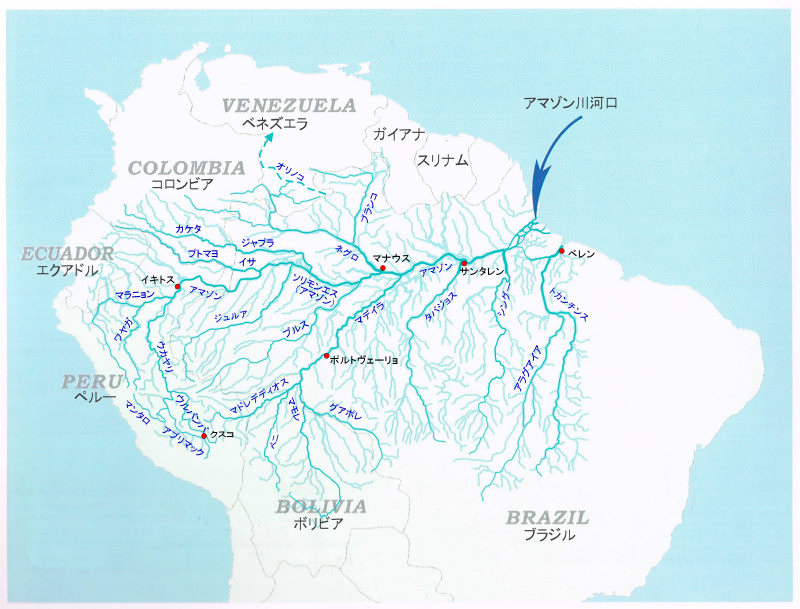 アマゾン川流域水系網
