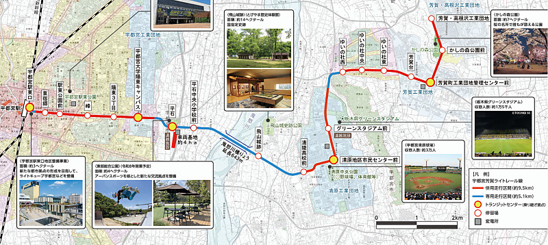 Utsunomiya-Haga Light Rail Line Route Map