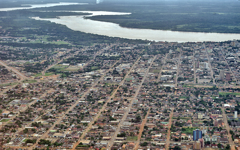 Aerial view of the city of Porto Velho and the Madeira River