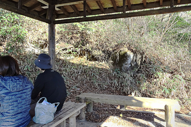 筑波山自然研究路の東屋（あずまや）脇の丸い岩は何？