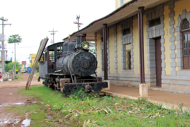 Steam locomotive No.20 of the Madeira-Mamoré Railway at the former Guajará-Mirim Station